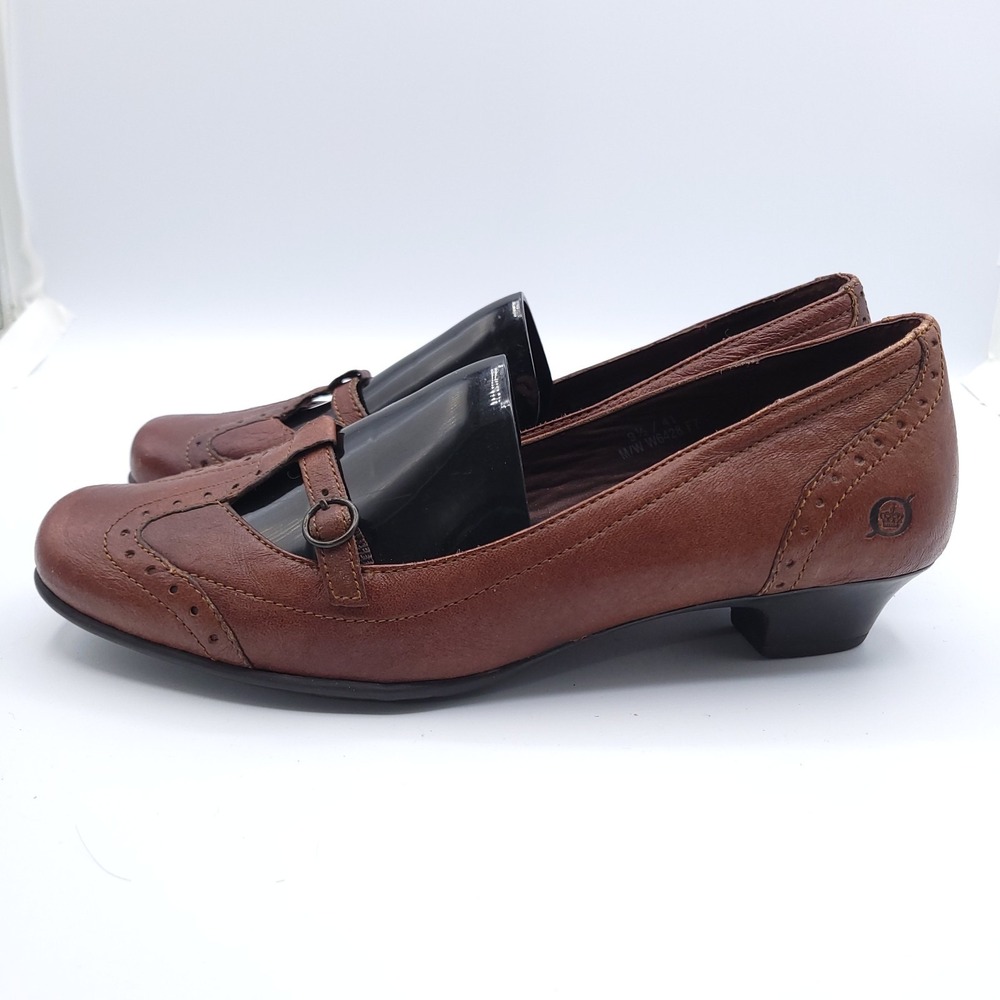 Born Mary Jane Shoes Women Size 9.5 M Brown Leather Brogue Low Heel W6428 - Picture 6 of 12